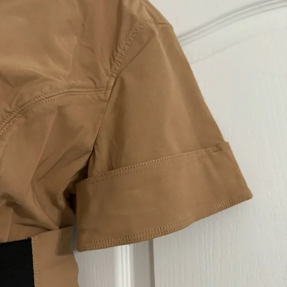 Anthropologie Maeve Tan Utility Shirt Dress Large NWT Zip Front Pockets - Picture 7 of 9